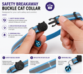 Cat wearing blue reflective AirTag collar for pet tracking