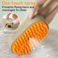 Cat grooming brush removing loose fur and reducing shedding