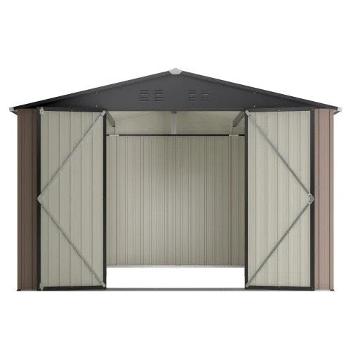 LMcenter's 10' X 10' Metal Storage Shed For Ourdoor, Steel Yard Shed With Design Of Lockable Doors, Utility And Tool