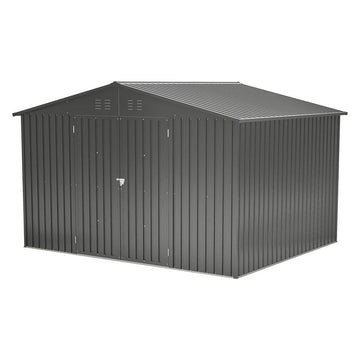 LMcenter's 10X8 FT Outdoor Storage Shed, All Weather Metal Sheds With Lockable Doors, Tool Shed For Garden, Patio, Backyard, Lawn, Black